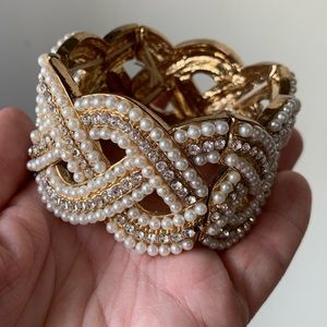 Braided Pearl Cuff Bracelet